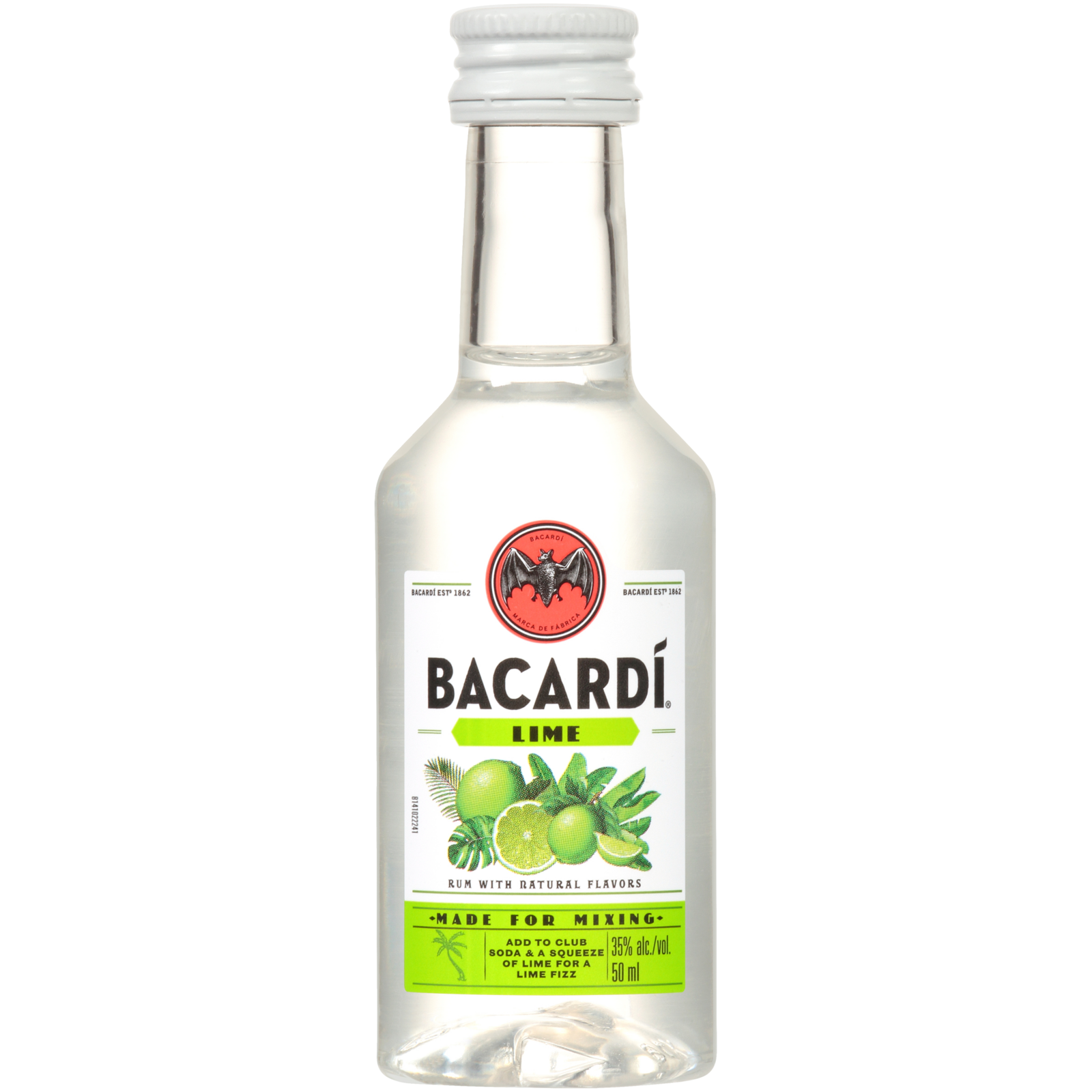 slide 1 of 5, Bacardí Bacardi Lime Rum, Gluten Free 35% 5Cl/50Ml, 50 ml