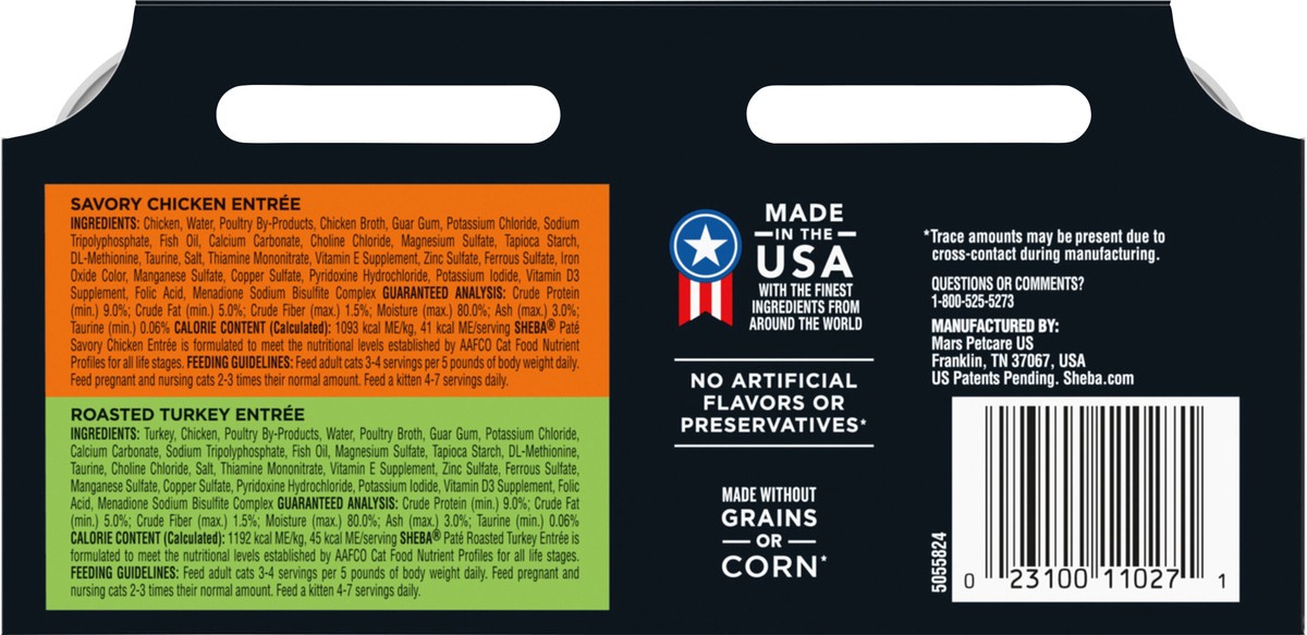 slide 3 of 15, Sheba Perfect Portions Pate Premium Savory Chicken Entree/Roasted Turkey Entree Cat Food Variety Pack 24 - 37.5 g Packs, 24 ct