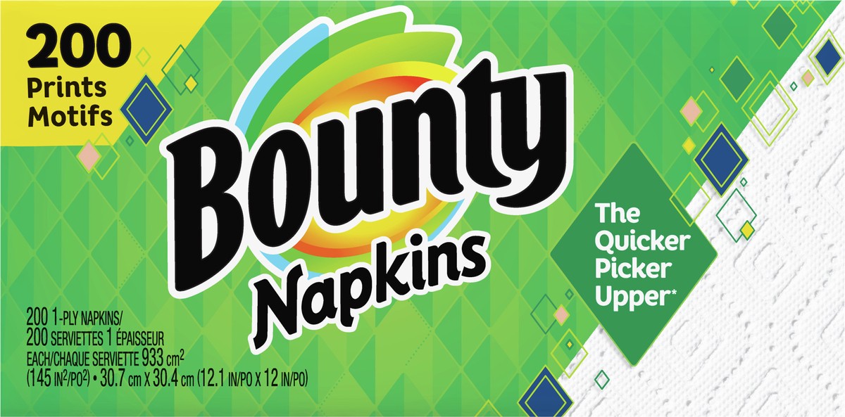 slide 2 of 5, Bounty Paper Napkins, White and Print, 200 Count, 200 ct