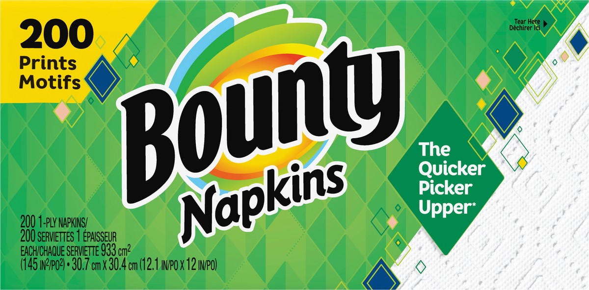 slide 3 of 5, Bounty Paper Napkins, White and Print, 200 Count, 200 ct