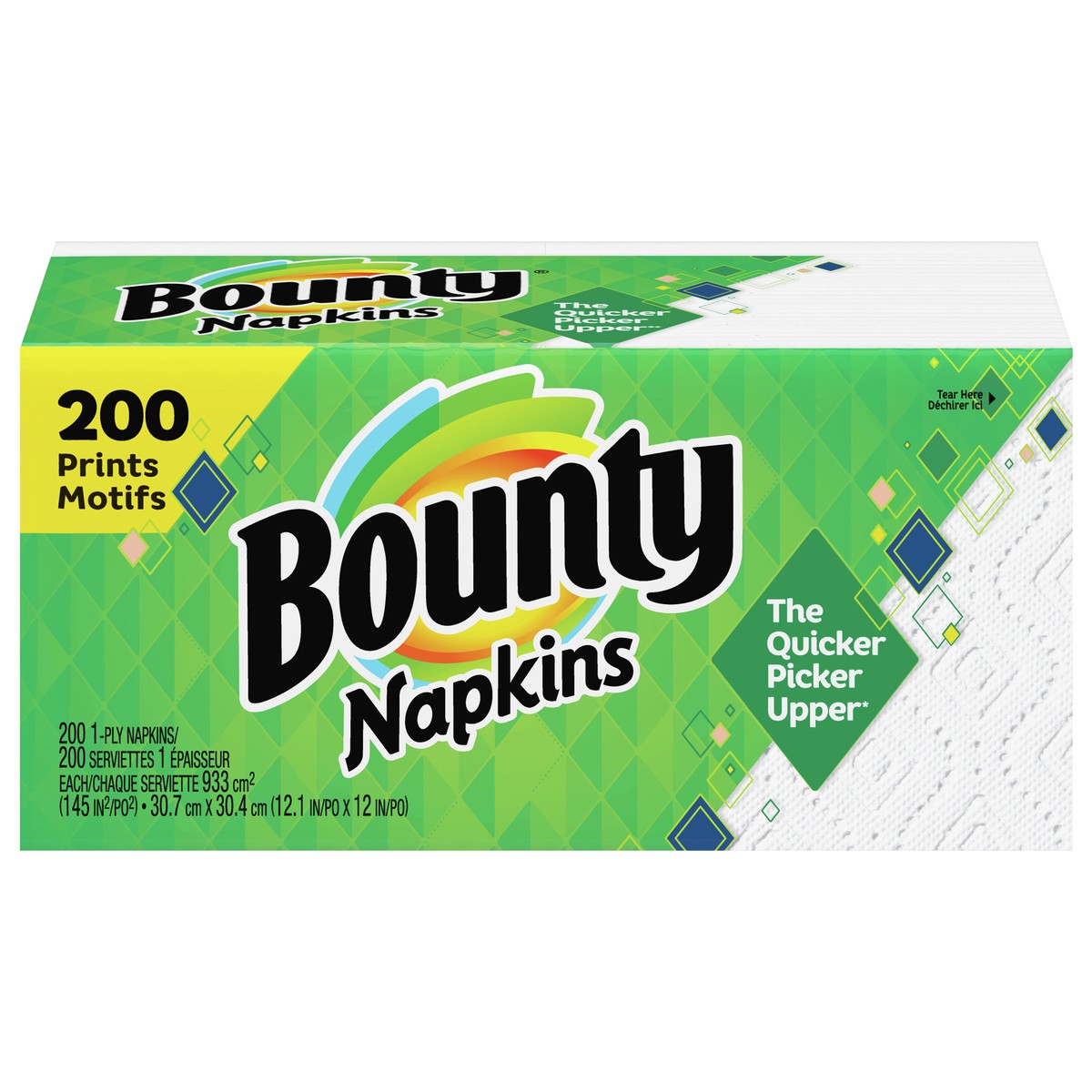 slide 1 of 5, Bounty Paper Napkins, White and Print, 200 Count, 200 ct