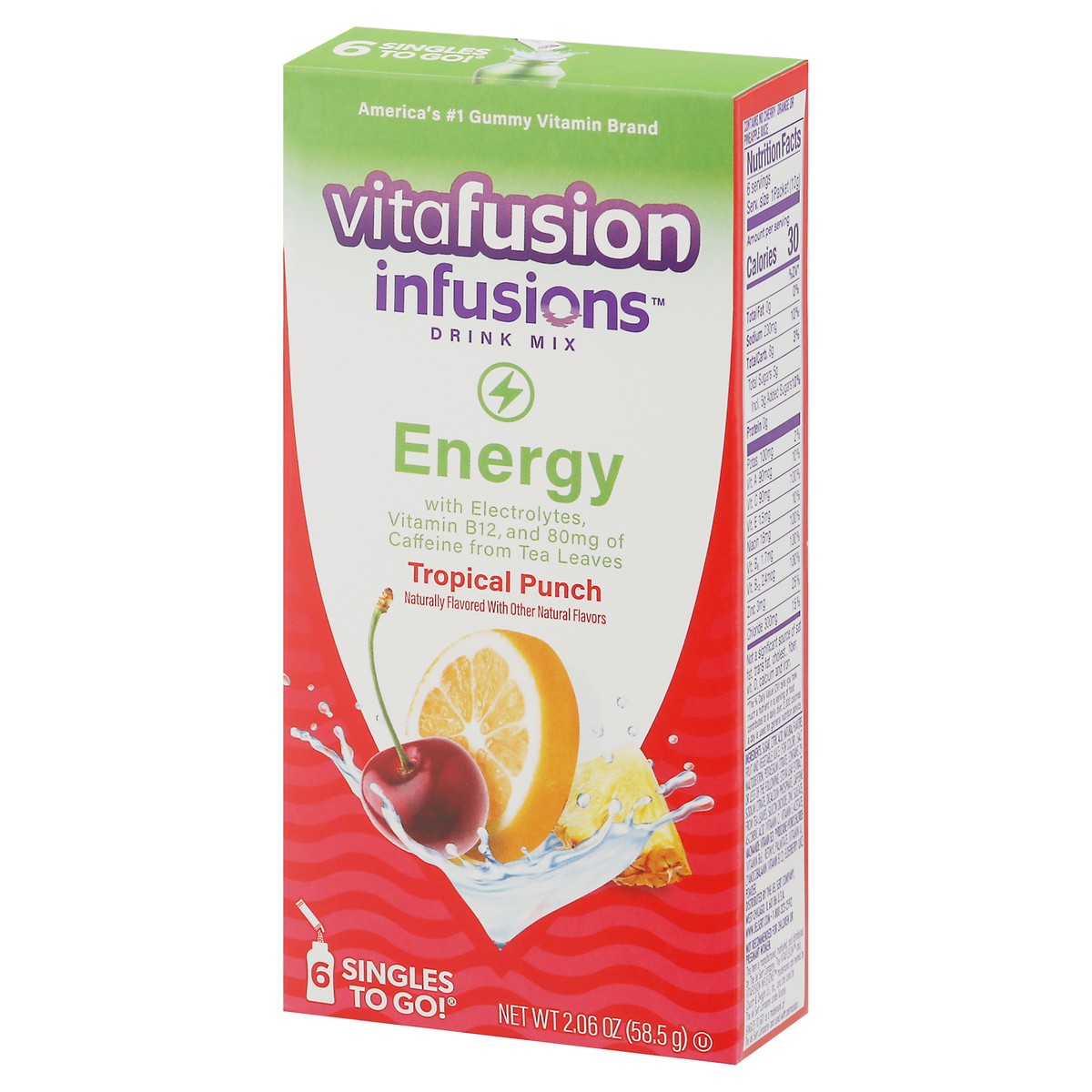 slide 3 of 9, vitafusion Infusions Singles To Go! Energy Tropical Punch Drink Mix - 6 ct, 6 ct