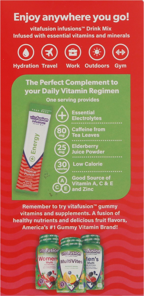 slide 2 of 9, vitafusion Infusions Singles To Go! Energy Tropical Punch Drink Mix - 6 ct, 6 ct