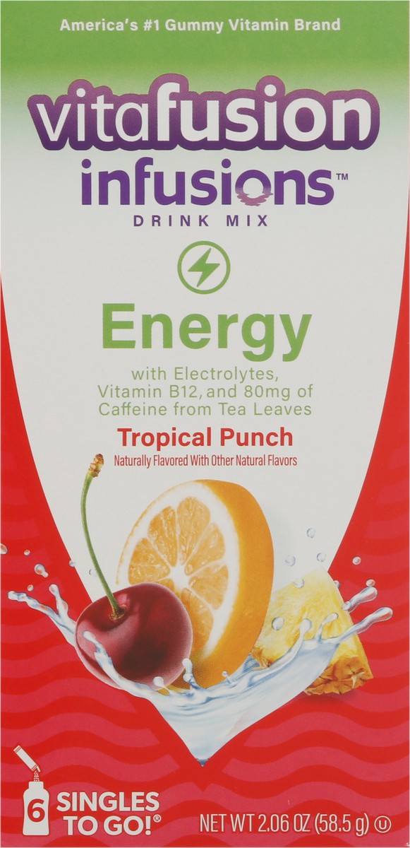 slide 9 of 9, vitafusion Infusions Singles To Go! Energy Tropical Punch Drink Mix - 6 ct, 6 ct