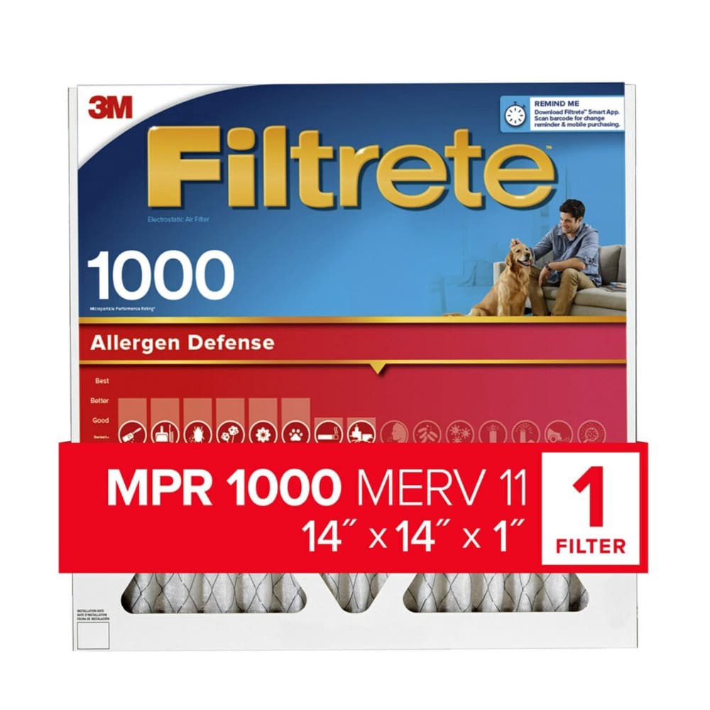 slide 2 of 6, 3M Filtrete Micro Allergen Filter, 14 in x 14 in x 1 in