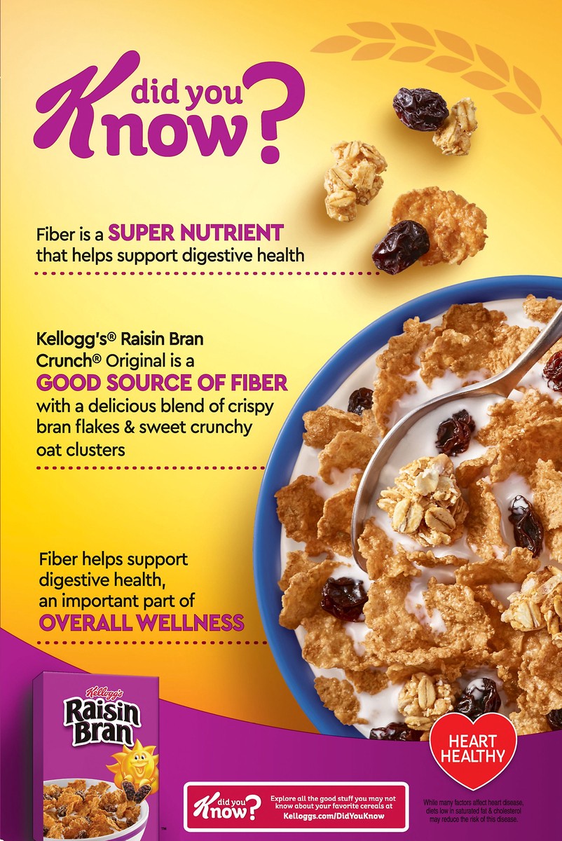 slide 5 of 10, Raisin Bran Kellogg's Raisin Bran Crunch Breakfast Cereal, Family Breakfast, Fiber Cereal, Original, 15.9oz Box, 1 Box, 15.9 oz