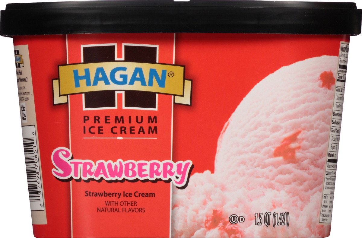 slide 8 of 10, Hagan Strawberry Premium Ice Cream 1.5 qt, 1.5 qt