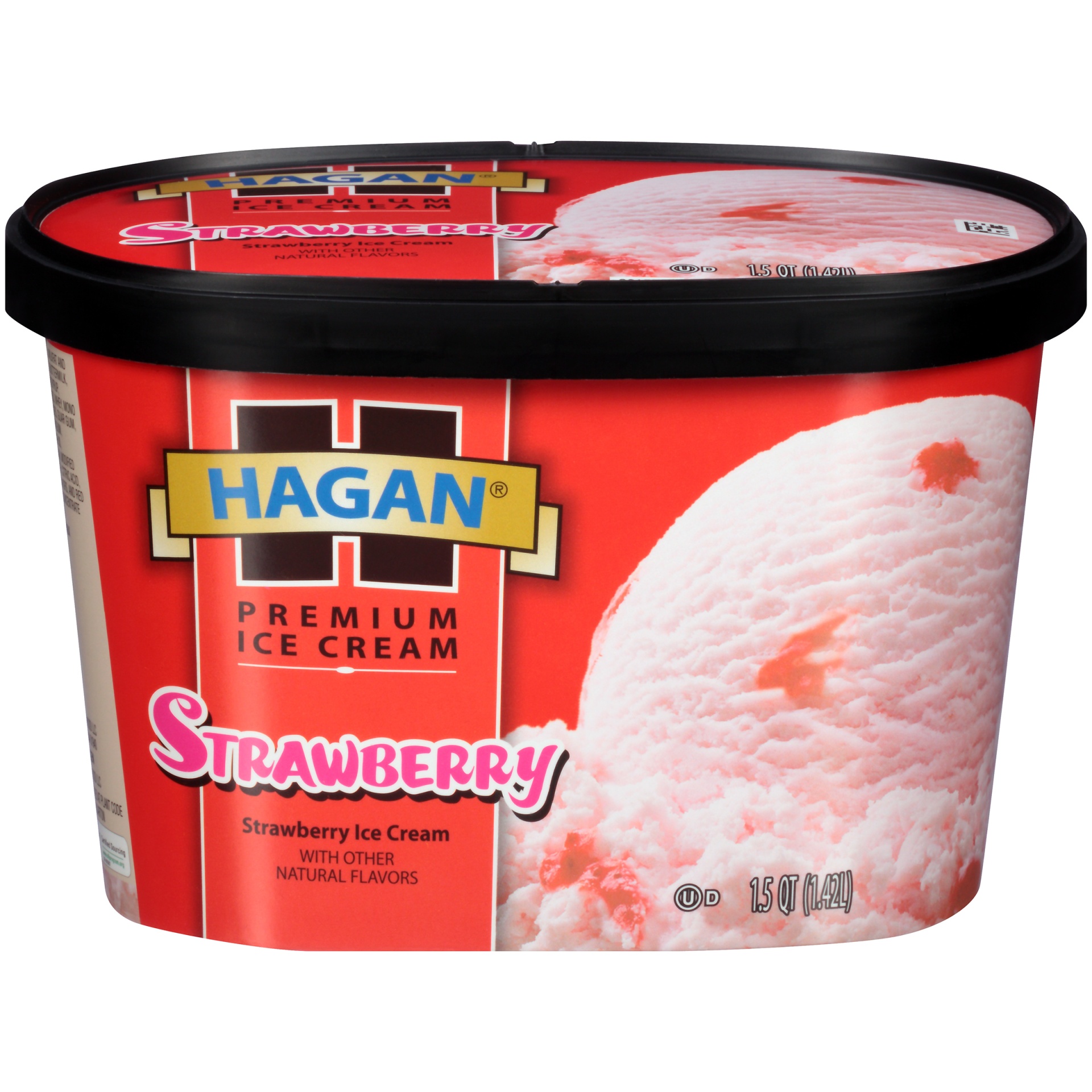 slide 1 of 7, Hagan Strawberry Premium Ice Cream, 1.5 qt