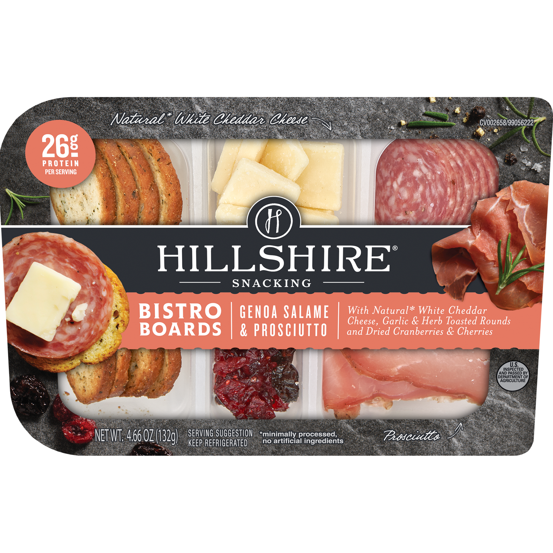 slide 1 of 9, Hillshire Snacking Bistro Boards, Genoa Salame & Prosciutto, 4.66 oz., 132.11 g