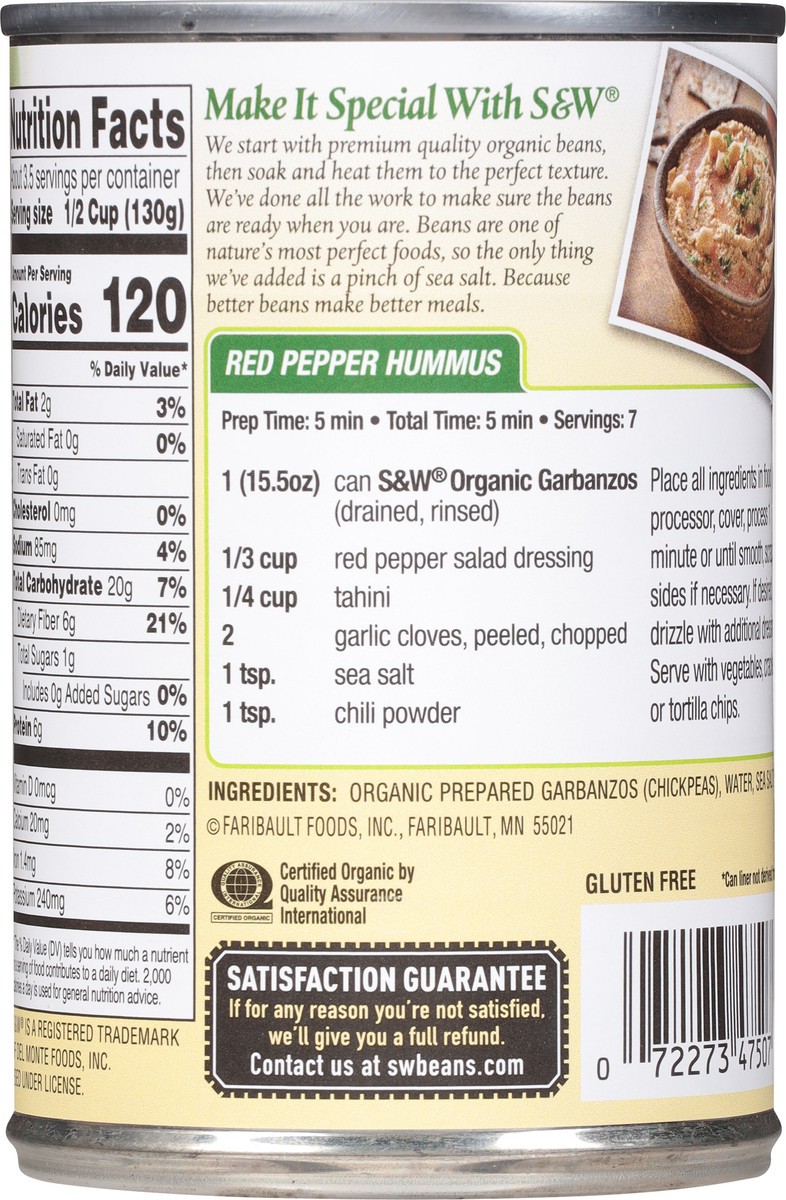 slide 11 of 11, S&W Organic Chick Peas Garbanzos 15.5 oz, 15.5 oz