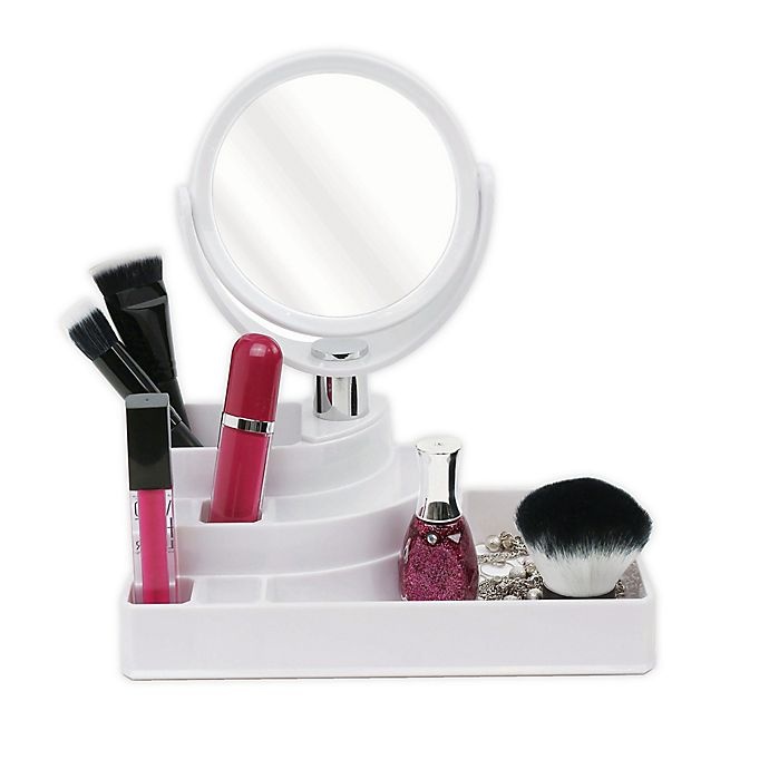 slide 1 of 1, Splash Cosmetic Organizer with Mirror - White, 1 ct