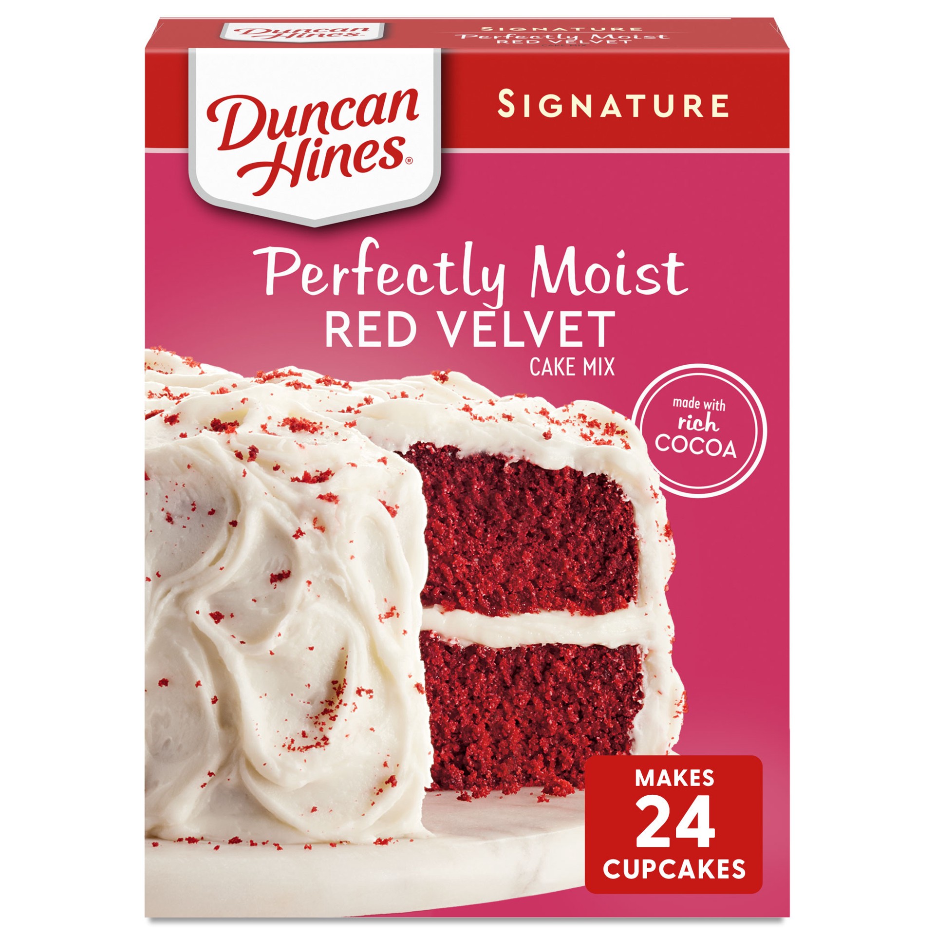 slide 1 of 9, Duncan Hines Signature Perfectly Moist Red Velvet Cake Mix 15.25 oz, 15.25 oz