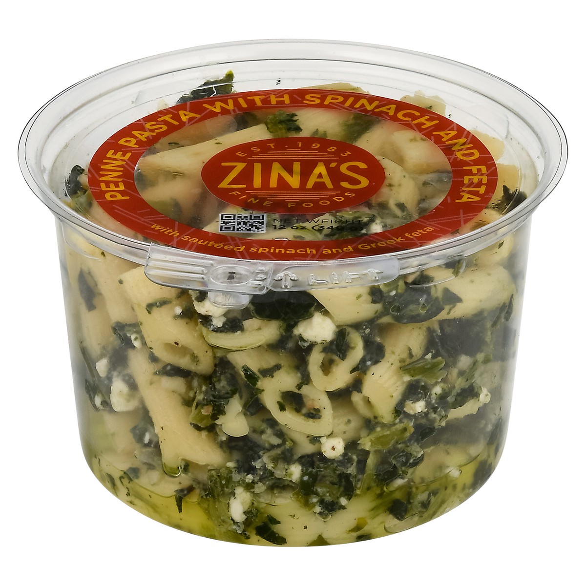 slide 1 of 9, Zina's Penne Pasta with Spinach and Feta 12 oz, 12 oz