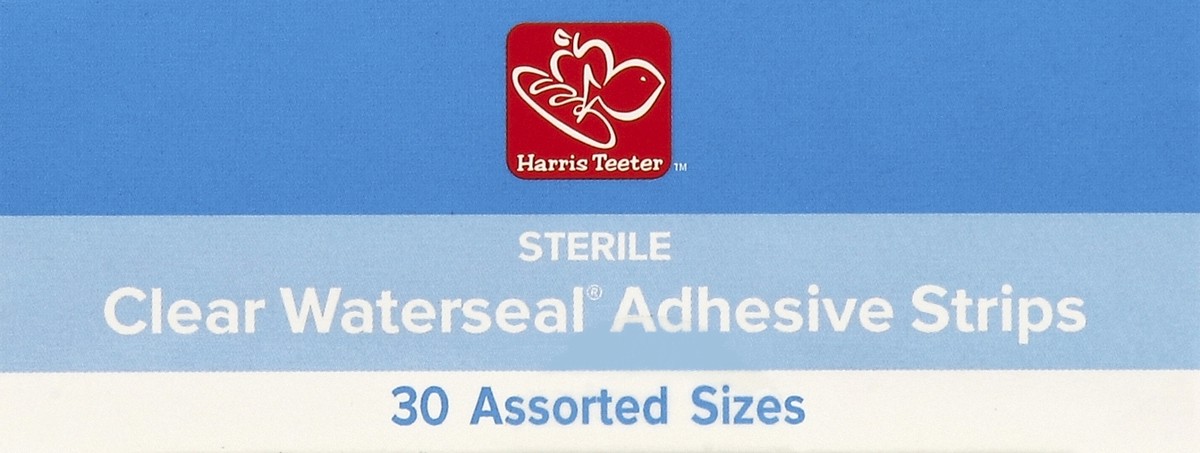 slide 4 of 4, Harris Teeter Clear Waterseal Sterile Adhesive Strips, 30 ct