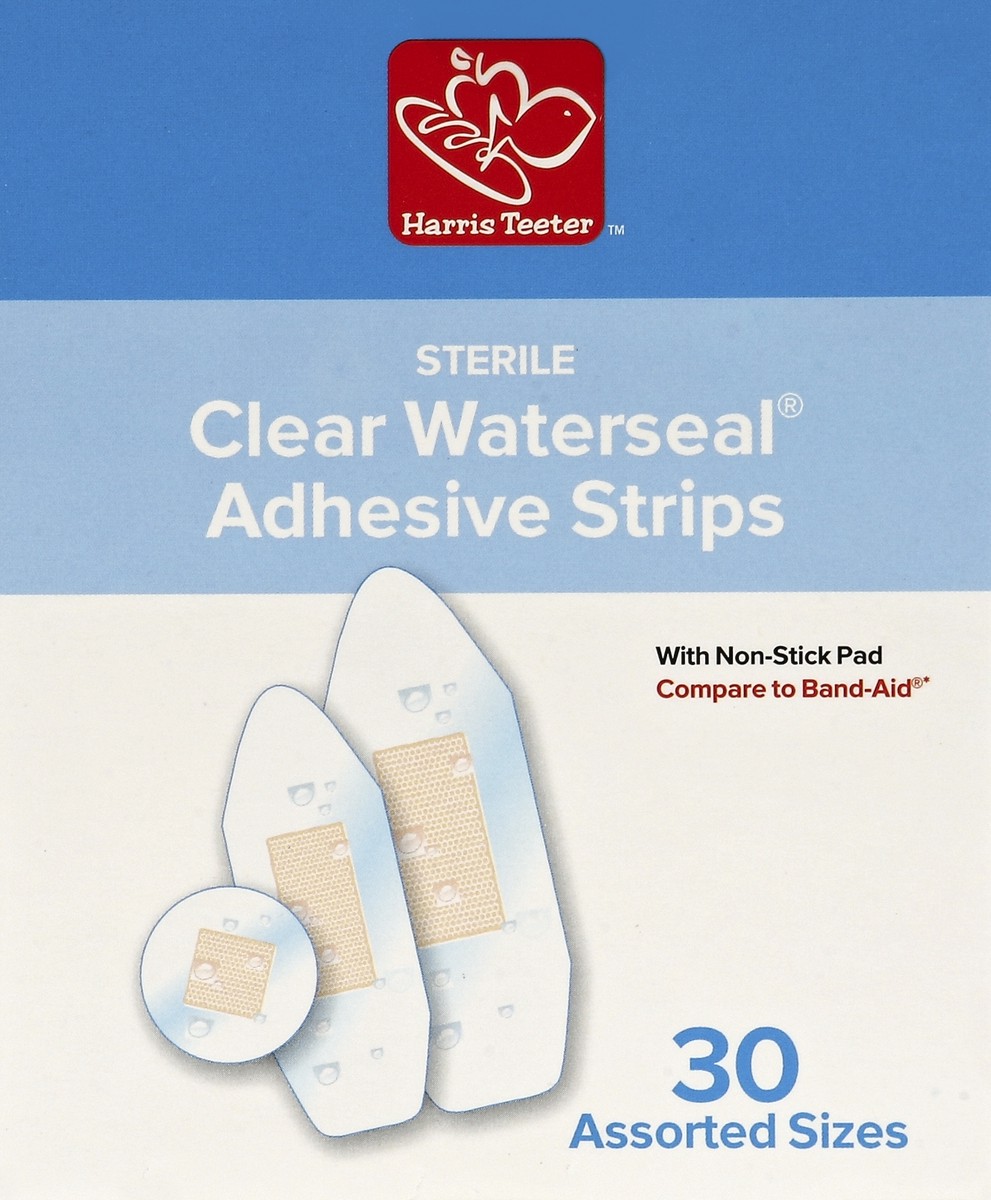 slide 3 of 4, Harris Teeter Clear Waterseal Sterile Adhesive Strips, 30 ct