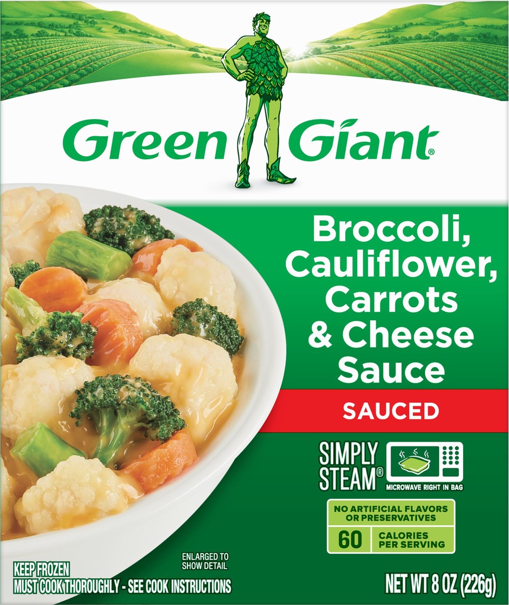 slide 7 of 9, Green Giant Simply Steam Sauced Broccoli, Cauliflower, Carrots & Cheese Sauce 8 oz, 8 oz