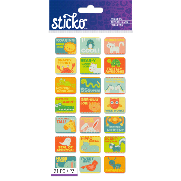 slide 1 of 1, Sticko Stickers Silly Animal Phrases, 21 ct