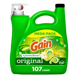 Gain Liquid Laundry Detergent, Original Scent, 144 fl oz, 100 loads, Freshness + Odor Fighting, Laundry Detergent Liquid Soap, HE compatible