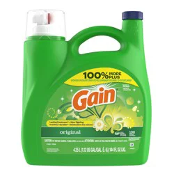 Gain Liquid Laundry Detergent, Original Scent, 144 fl oz, 100 loads, Freshness + Odor Fighting, Laundry Detergent Liquid Soap, HE compatible