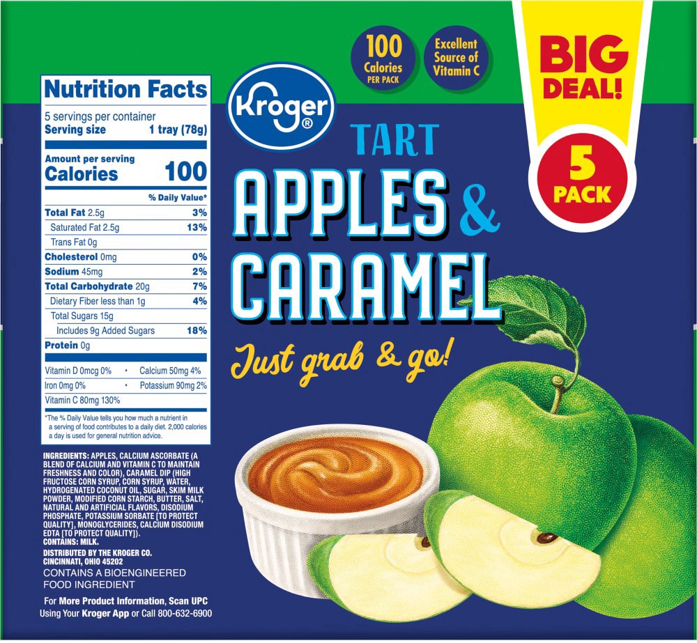 slide 2 of 3, Kroger Tart Apples & Caramel Snack Tray Pack, 5 ct