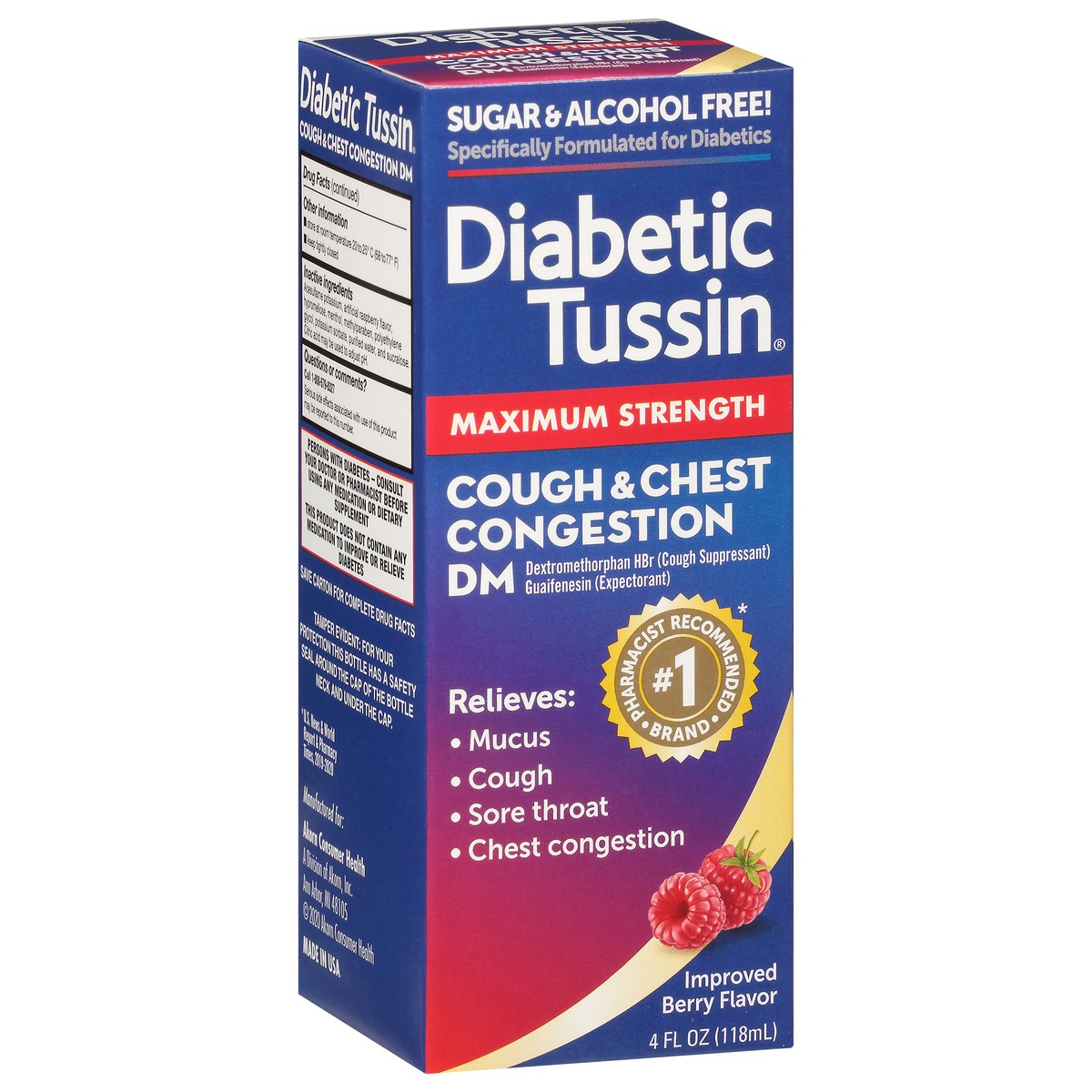 slide 2 of 9, Tussin DM Max Strength Cough & Chest Congestion Relief, Safe for Diabetics, Berry, 4 fl oz, 4 fl oz