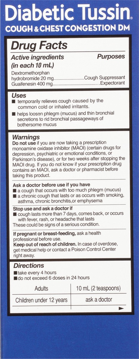 slide 5 of 9, Tussin DM Max Strength Cough & Chest Congestion Relief, Safe for Diabetics, Berry, 4 fl oz, 4 fl oz