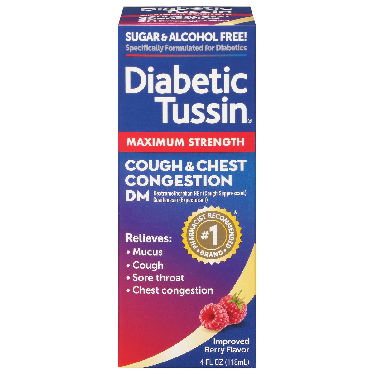 slide 1 of 9, Tussin DM Max Strength Cough & Chest Congestion Relief, Safe for Diabetics, Berry, 4 fl oz, 4 fl oz