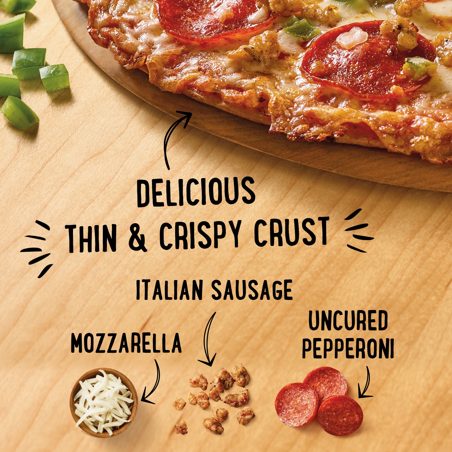 slide 4 of 5, Udi's Gluten Free Crispy Thin Crust Supreme Pizza 19.12 oz, 19.12 oz