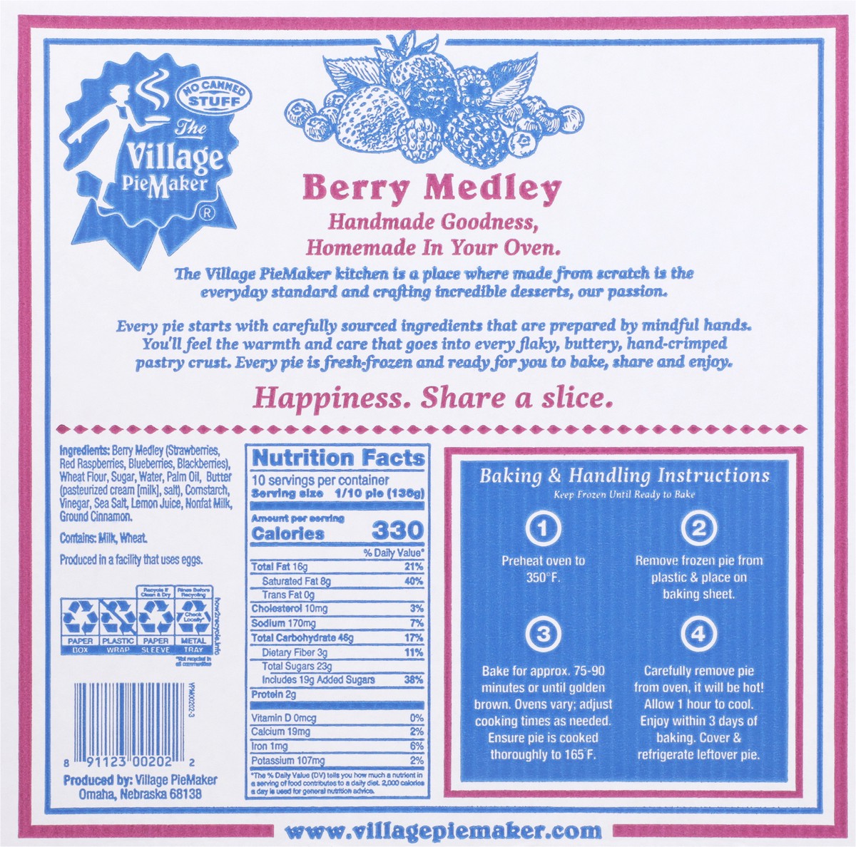 slide 7 of 12, The Village PieMaker Village PieMaker Berry Medley Pie, 3 lb