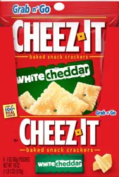 Cheez-It Cheese Crackers, Baked Snack Crackers, Office and Kids Snacks, White Cheddar, 18oz Box, 6 Pouches