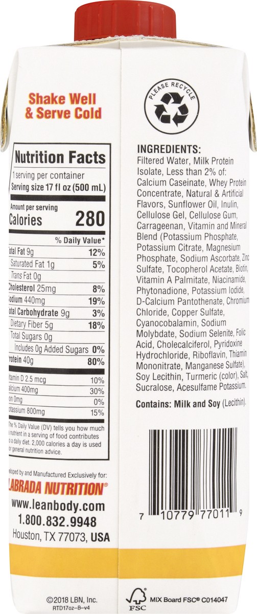slide 2 of 9, Lean Body Banana Protein Shake 17 oz, 17 oz