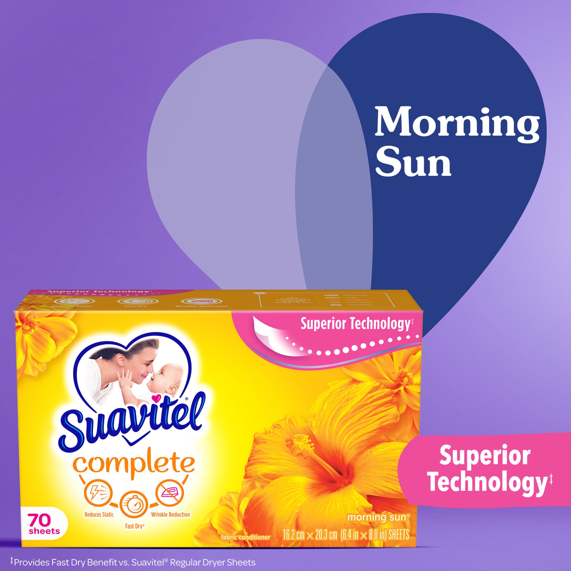 slide 9 of 10, Suavitel Complete Fabric Softener Dryer Sheets, Morning Sun - 70 Count, 70 ct