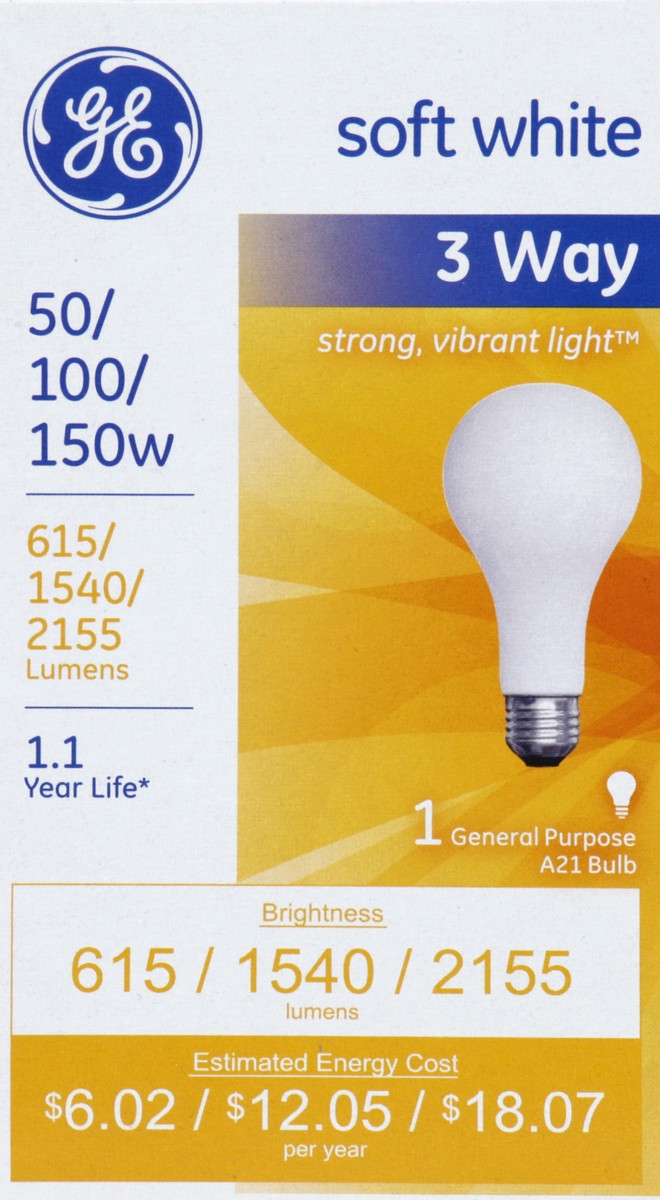 slide 2 of 4, GE Light Bulb, Soft White, 3 Way, 1 ct