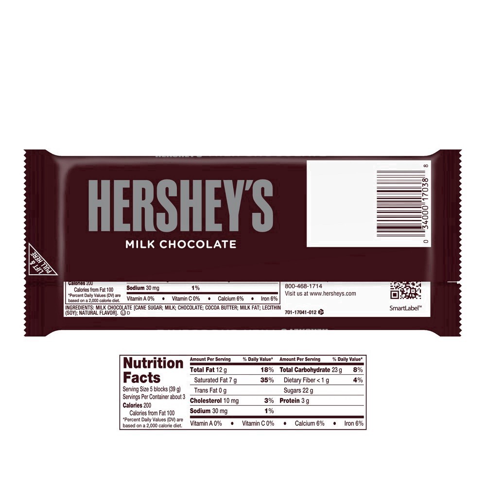 slide 10 of 68, Hershey's Milk Chocolate XL, Candy Bar, 4.4 oz (16 Pieces), 4.4 oz