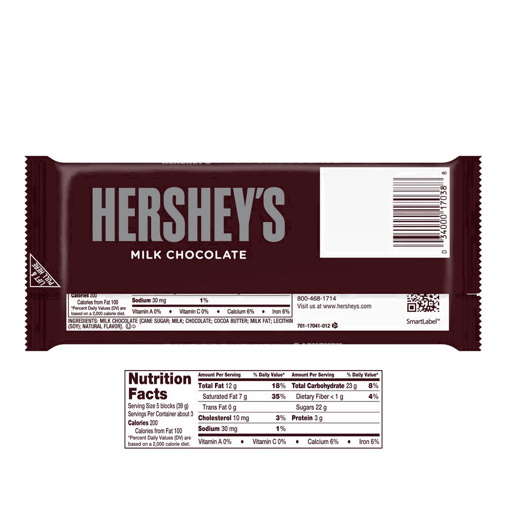 slide 9 of 68, Hershey's Milk Chocolate XL, Candy Bar, 4.4 oz (16 Pieces), 4.4 oz