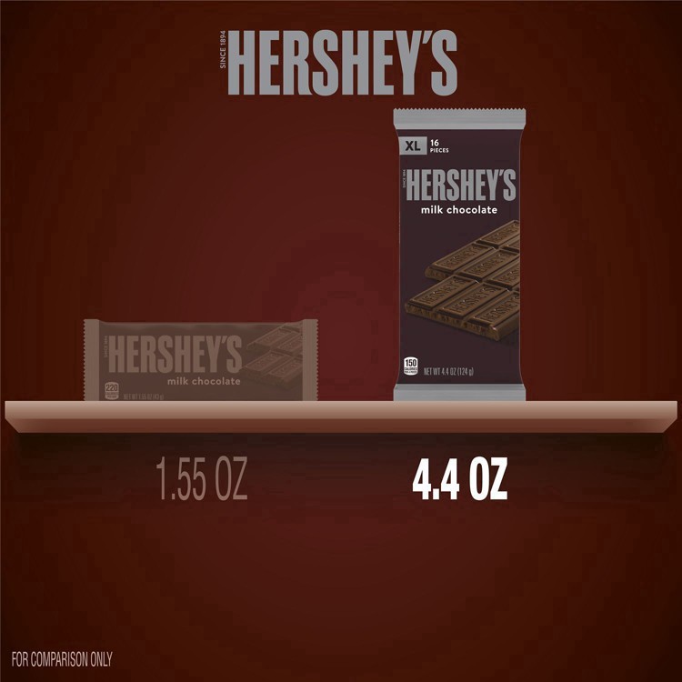 slide 18 of 68, Hershey's Milk Chocolate XL, Candy Bar, 4.4 oz (16 Pieces), 4.4 oz