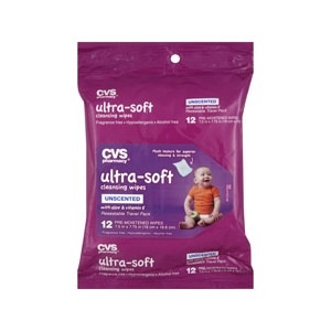 slide 1 of 1, CVS Pharmacy Ultra-Soft Cleansing Wipes, Unscented, 12 ct