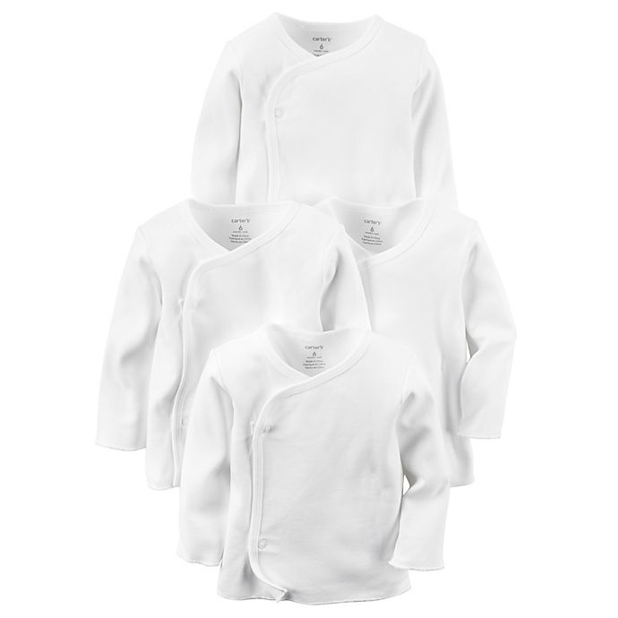 slide 1 of 1, carter's Newborn Long Sleeve Kimono T-Shirts - White, 4 ct