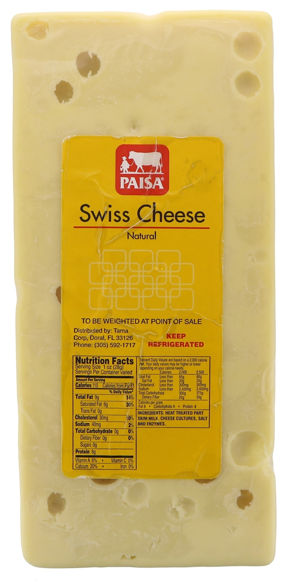 slide 1 of 1, PAISA Swiss Cheese, per lb