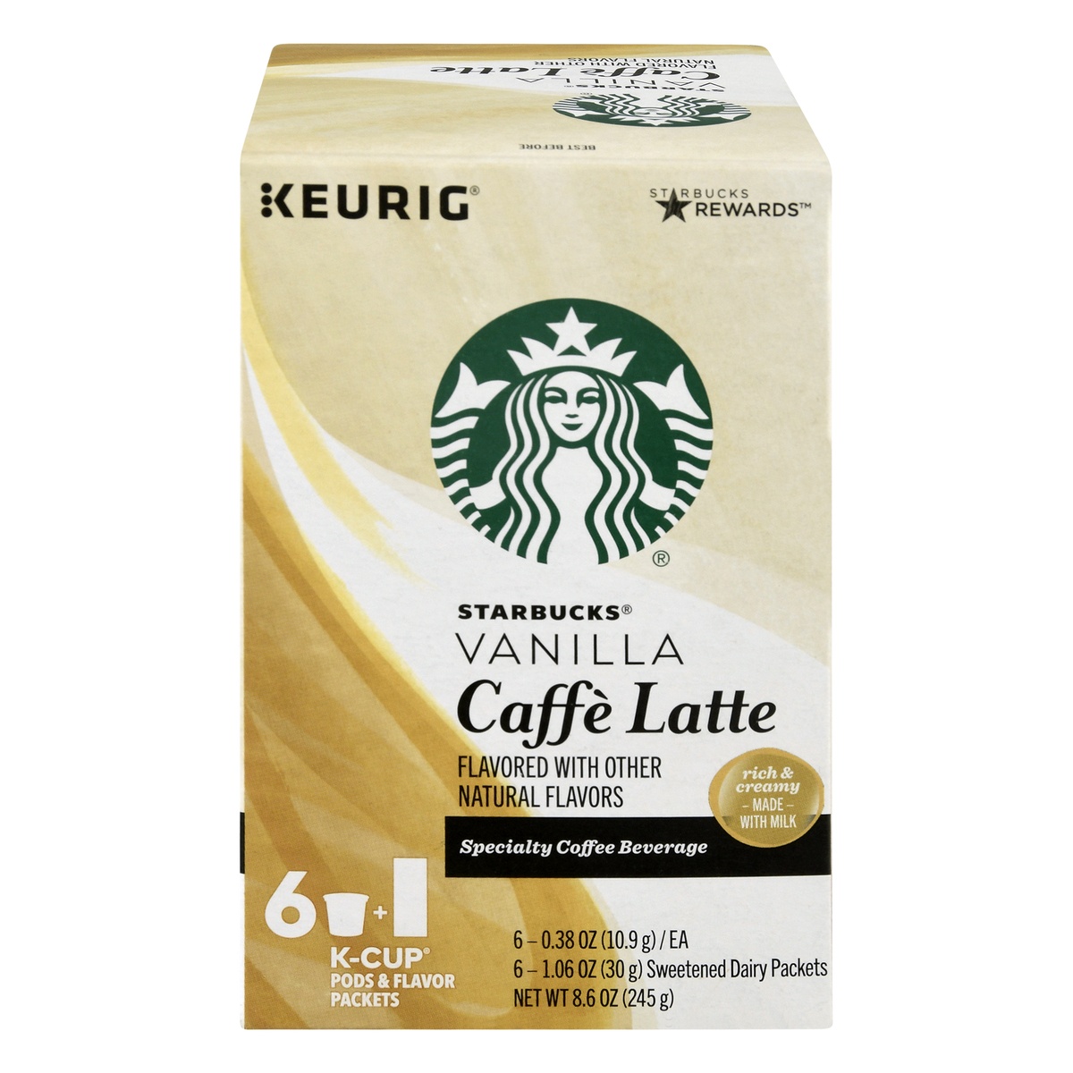 slide 1 of 1, Starbucks Vanilla Cafe Latte Kcup Coffee, 6 ct