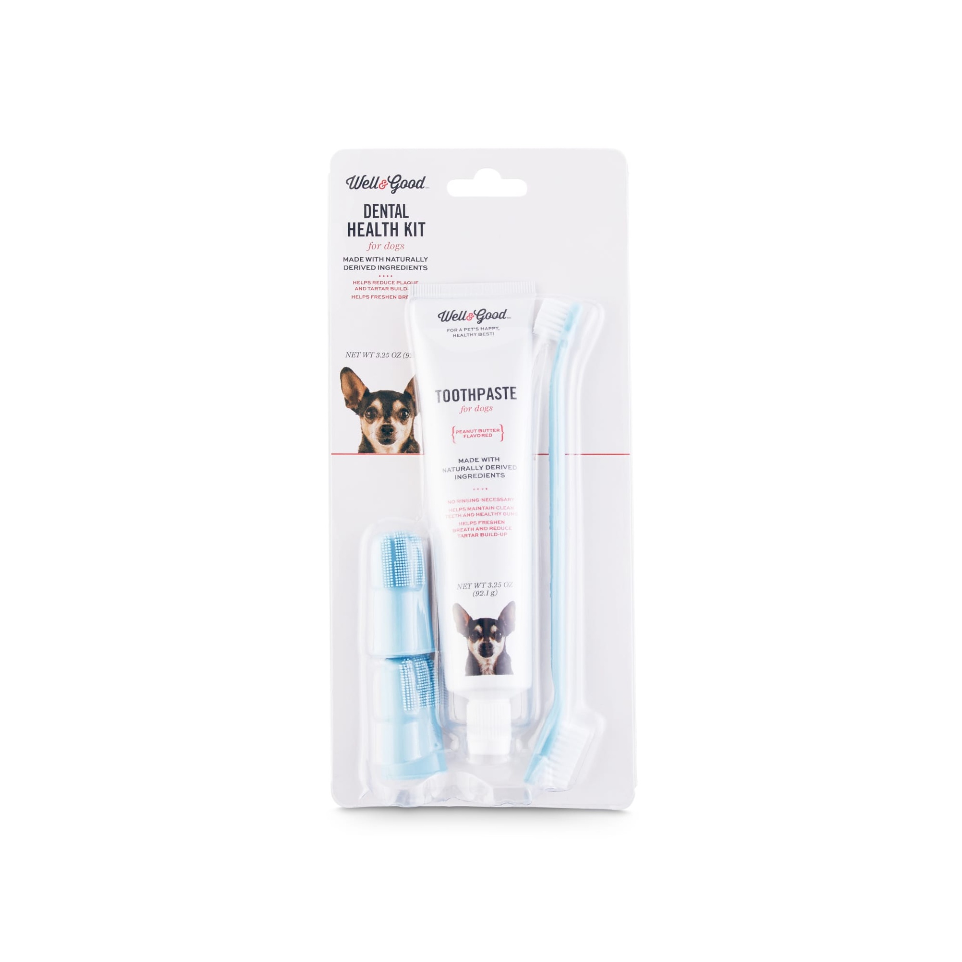 slide 1 of 1, Well & Good Dog Dental Health Kit with Peanut Butter Flavored Toothpaste, 3.25 oz