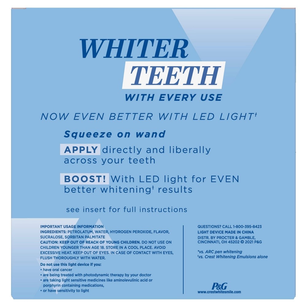 slide 3 of 4, Crest Whitening Emulsions Leave-on Teeth Whitening Treatment with LED Accelerator Light, 0.63 oz