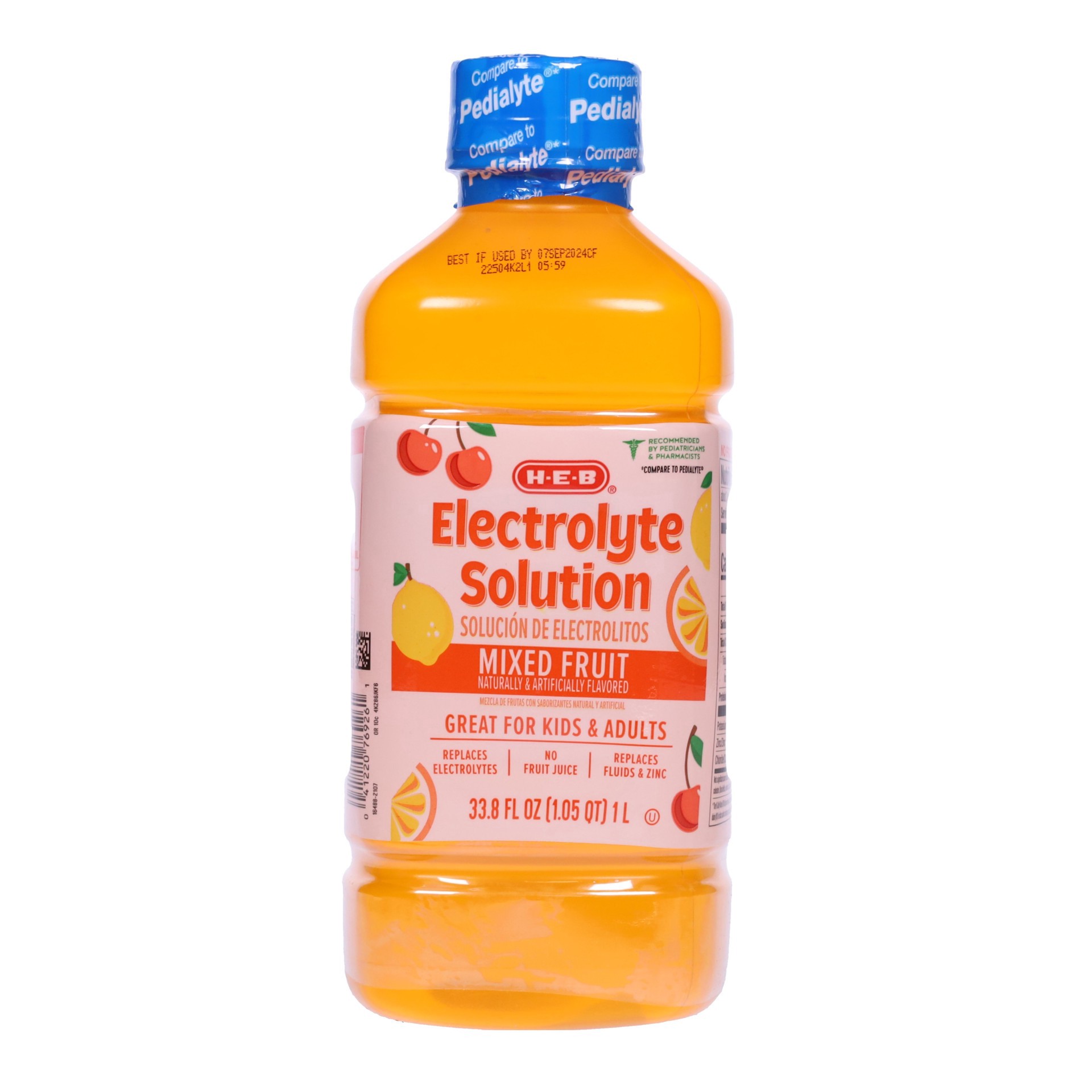 slide 1 of 1, H-E-B Electrolyte Solution – Mixed Fruit, 33.8 oz