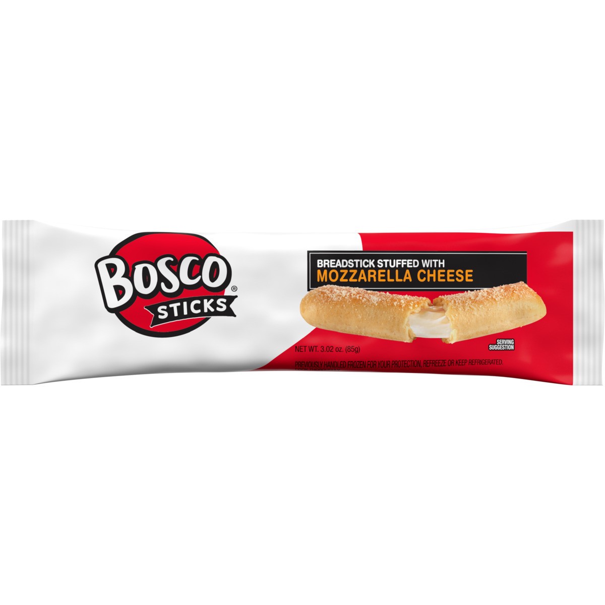 slide 1 of 5, BOSCOS PIZZA Bosco Individually Wrapped Breadstick Stuffed with Mozzarella Cheese, 85.61 gram