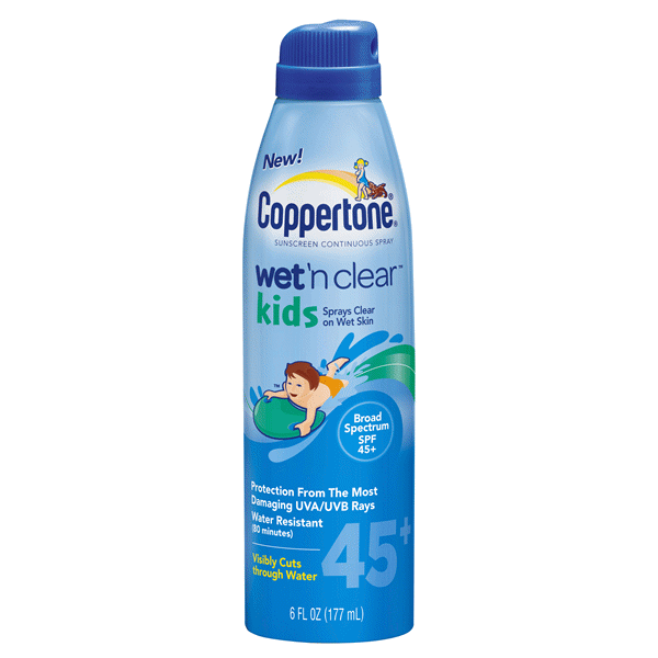 slide 1 of 1, Coppertone Wet'n Clear AccuSpray Kids Broad Spectrum SPF 50+ Sunscreen Spray, 6 fl oz