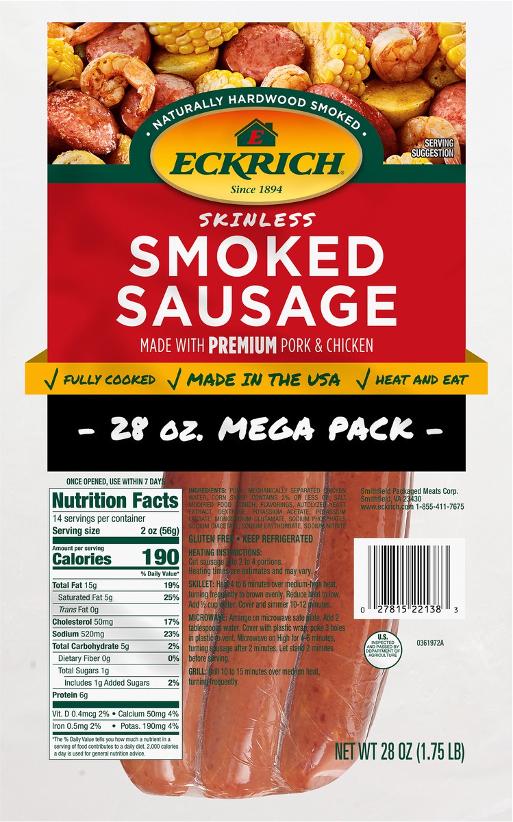 slide 2 of 3, Eckrich Mega Pack Smoked Sausage, 26 oz