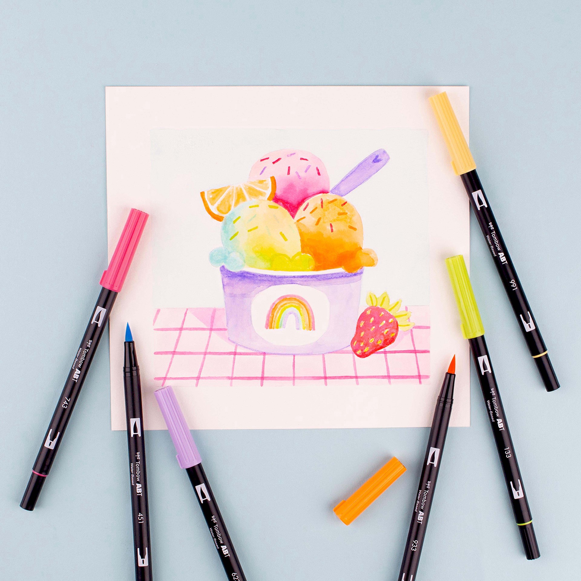 slide 5 of 9, Tombow Yay Sorbet Dual Brush Pens, 6 pens