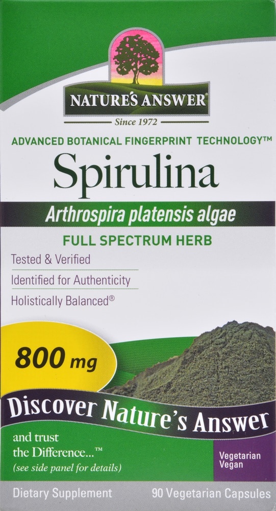 slide 1 of 1, Nature's Answer Spirulina Vegetarian Capsules, 800mg, 90 ct