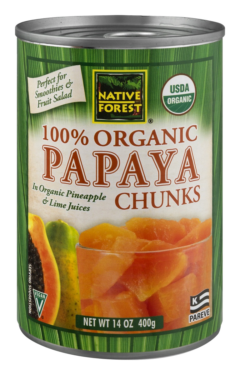 slide 1 of 1, Native Forest 100% Organic Papaya Chunks, 14 oz