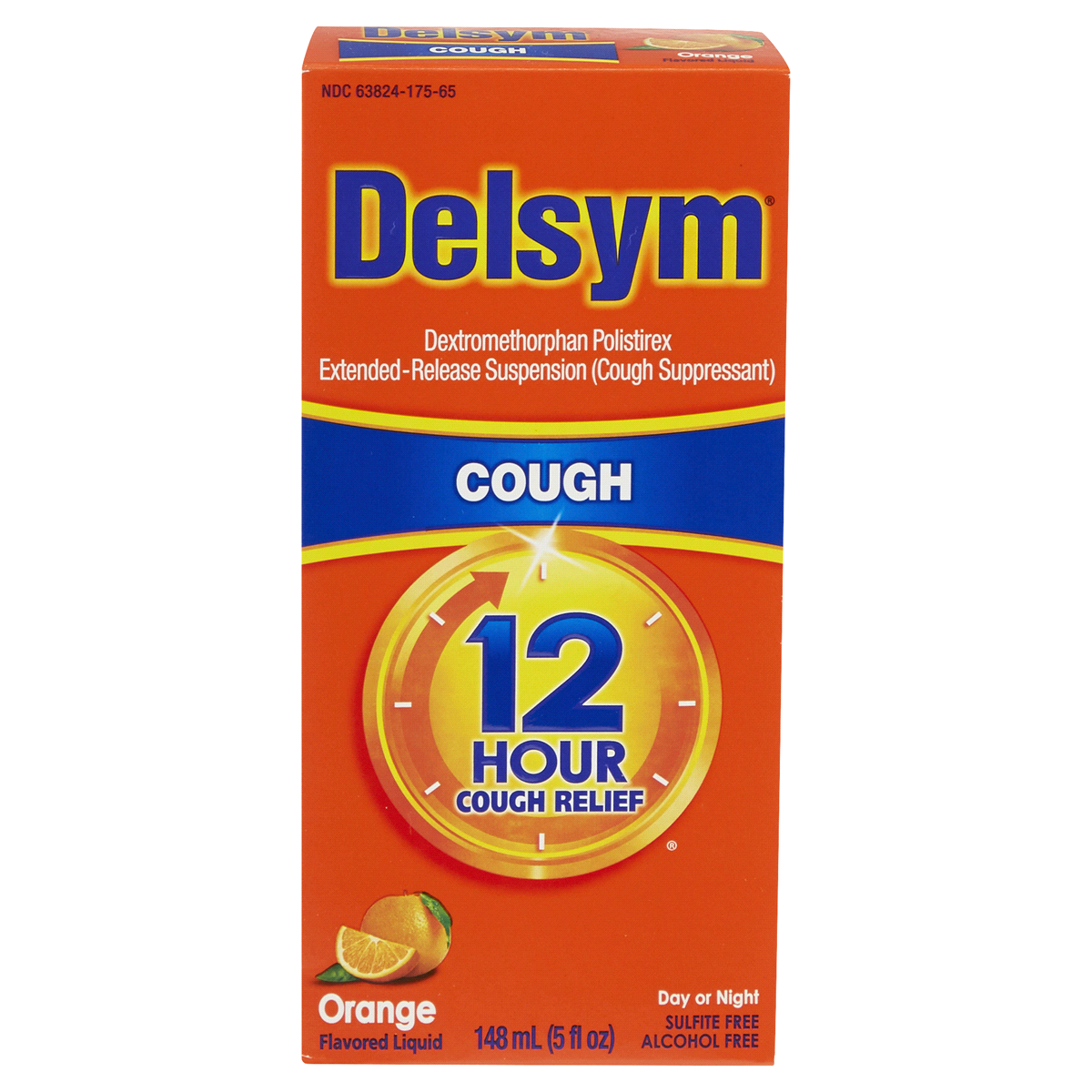 slide 1 of 4, Delsym Adult Liquid Cough Orange, 5 oz
